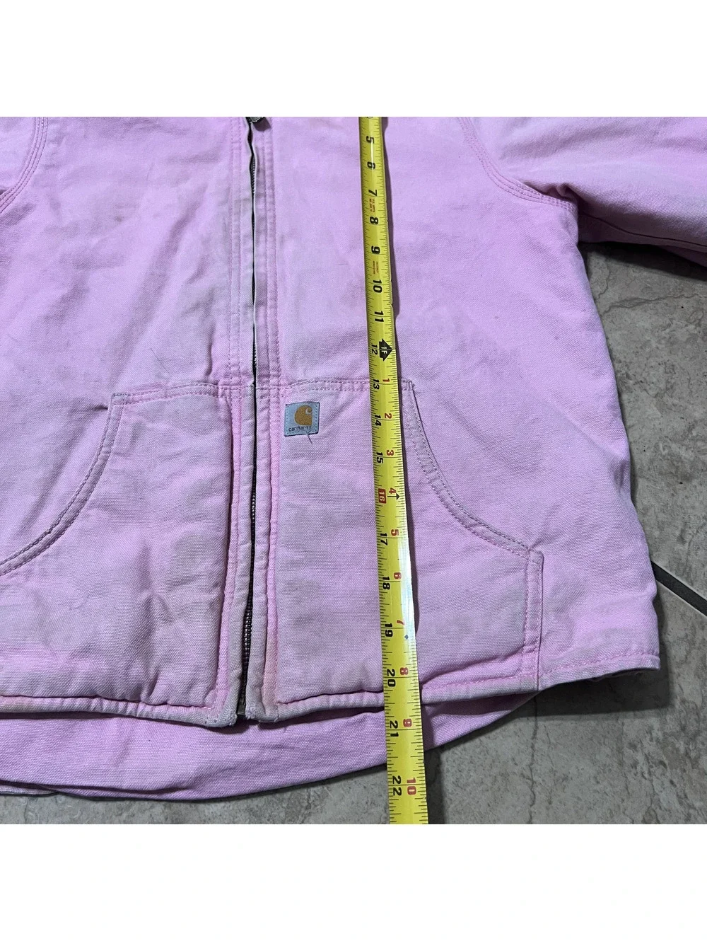 Carhartt Girls Pink Sherpa Lined Canvas Hoodie Full Zip Jacket Outdoors Med10/12